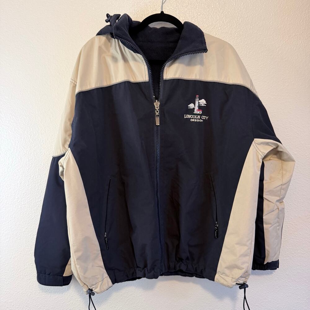 Cheneral Vintage Oregon Lighthouse Reversible Coat Navy/Beige Women's M